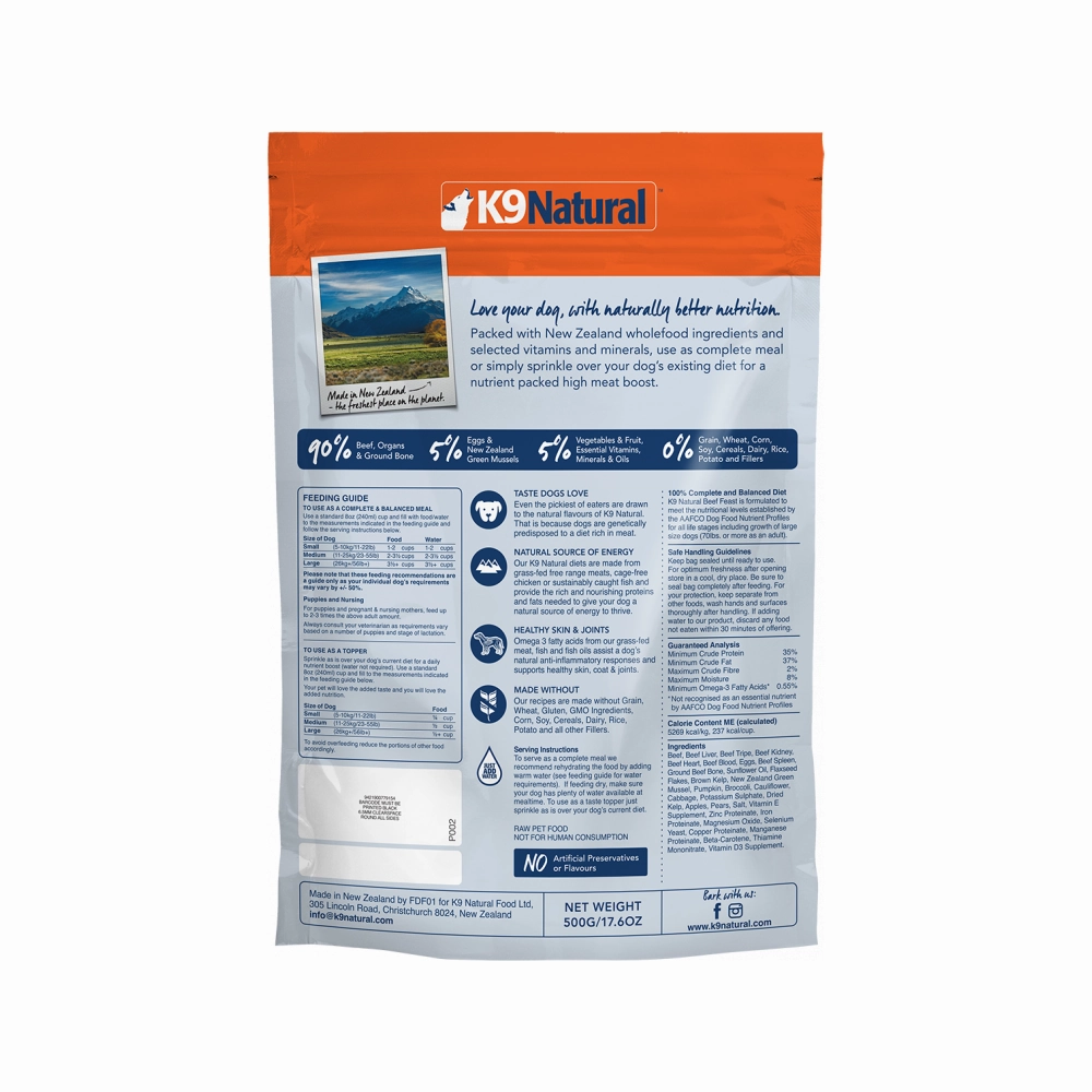 All Life Stages Freeze Dried Beef Feast Complete Dog Dry Food