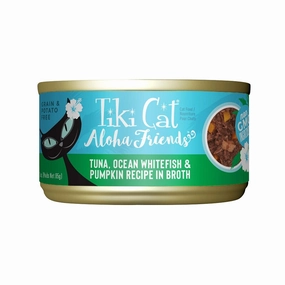 Aloha Friends Tuna, Ocean Whitefish & Pumpkin Recipe In Broth Cat Can