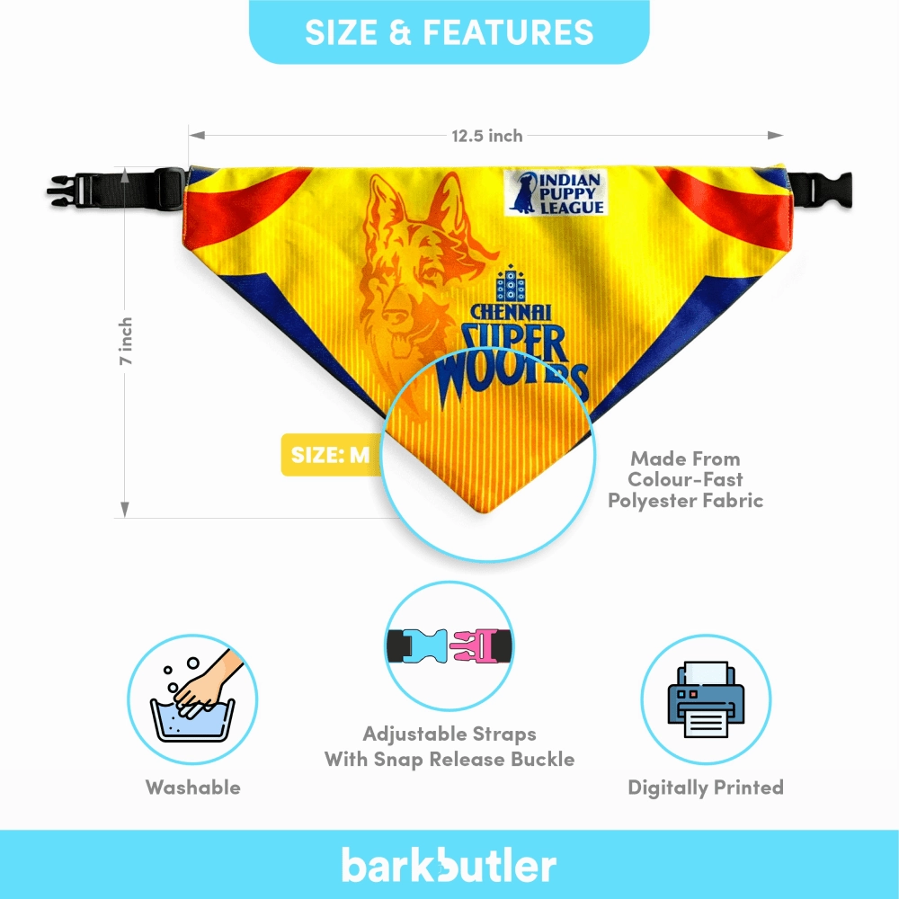 Barkbutler Chennai Super Woofers Bandana for Dogs