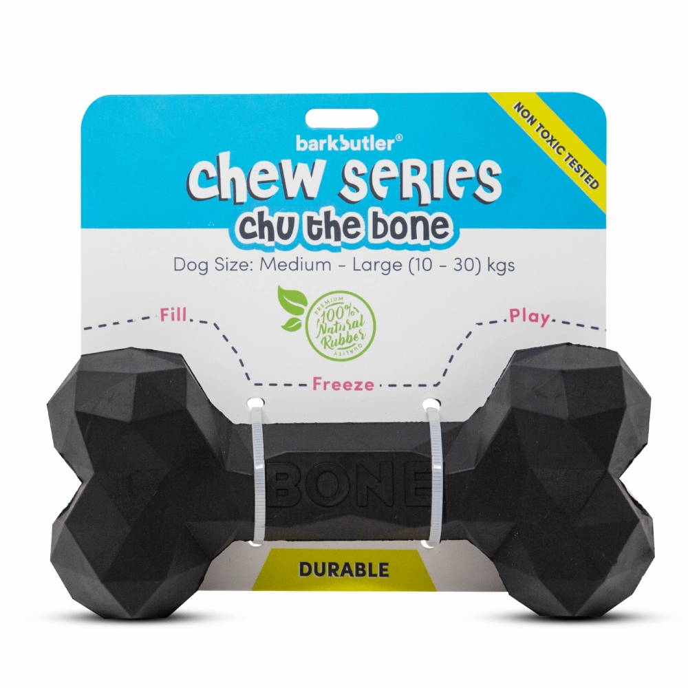 Barkbutler Chu the bone Treat Dispensing Toy and Fresh For Paws Peanut Butter for Dogs Combo