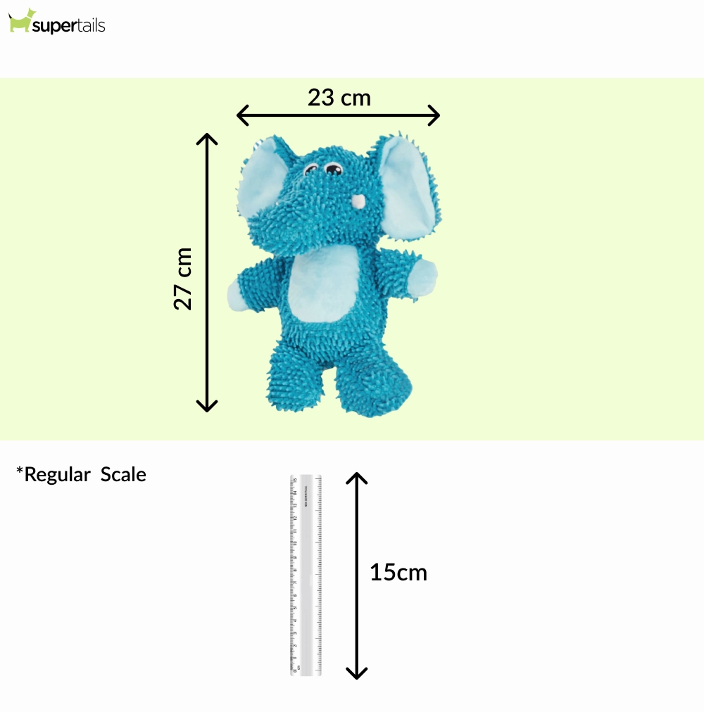 Barkbutler x Fofos Elephant Tough Squeaky Toy for Dogs | For Medium Chewers (Blue)