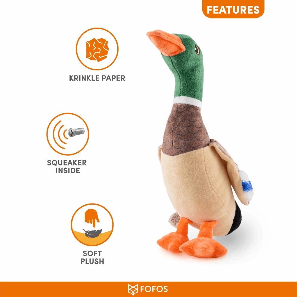 Barkbutler x Fofos Wild Duck Squeaky Plush Toy for Dogs
