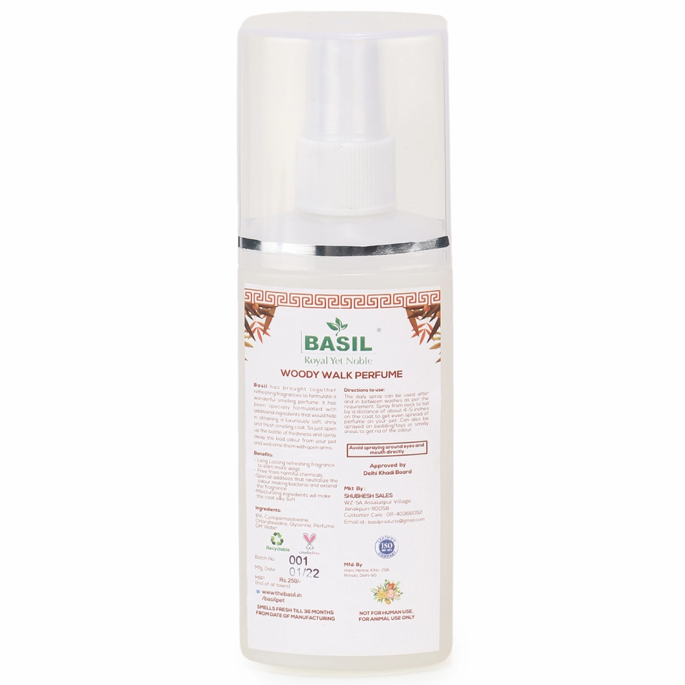 Basil Woody Walk Fresh Perfume Spray for Dogs and Cats