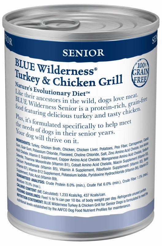 Blue Buffalo Wilderness Turkey & Chicken Grill Senior Canned Dog Food