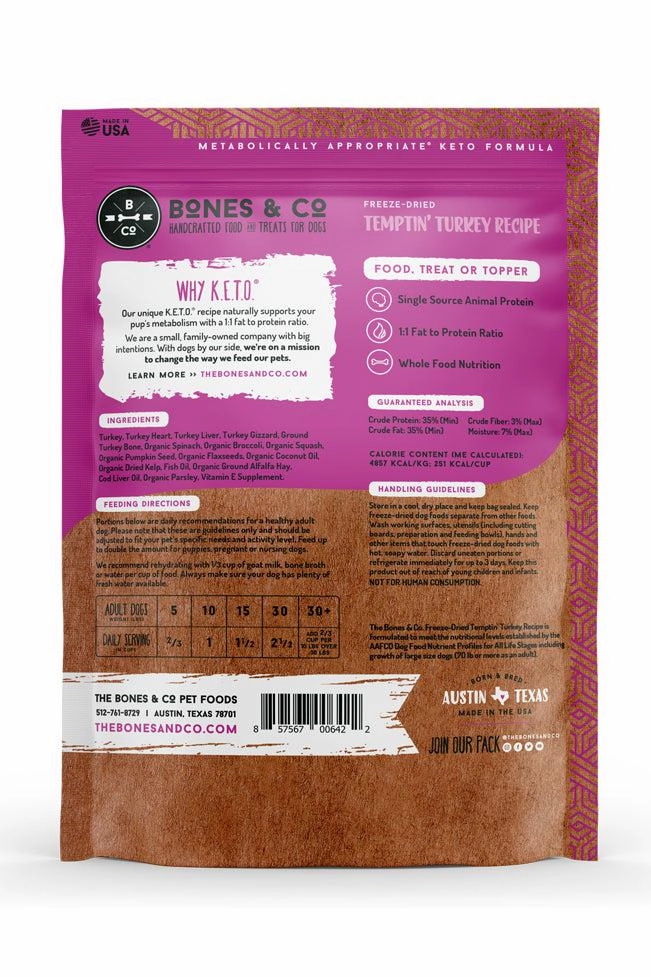Bones and Co. Temptin' Turkey Bites Freeze-Dried Dog Food