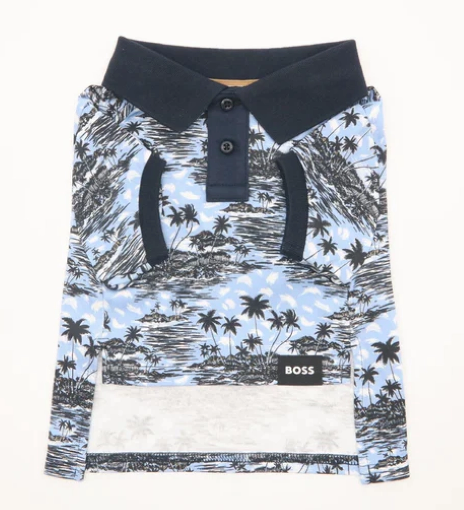 Boss Polo Tshirt for Dogs (Blue Palm)