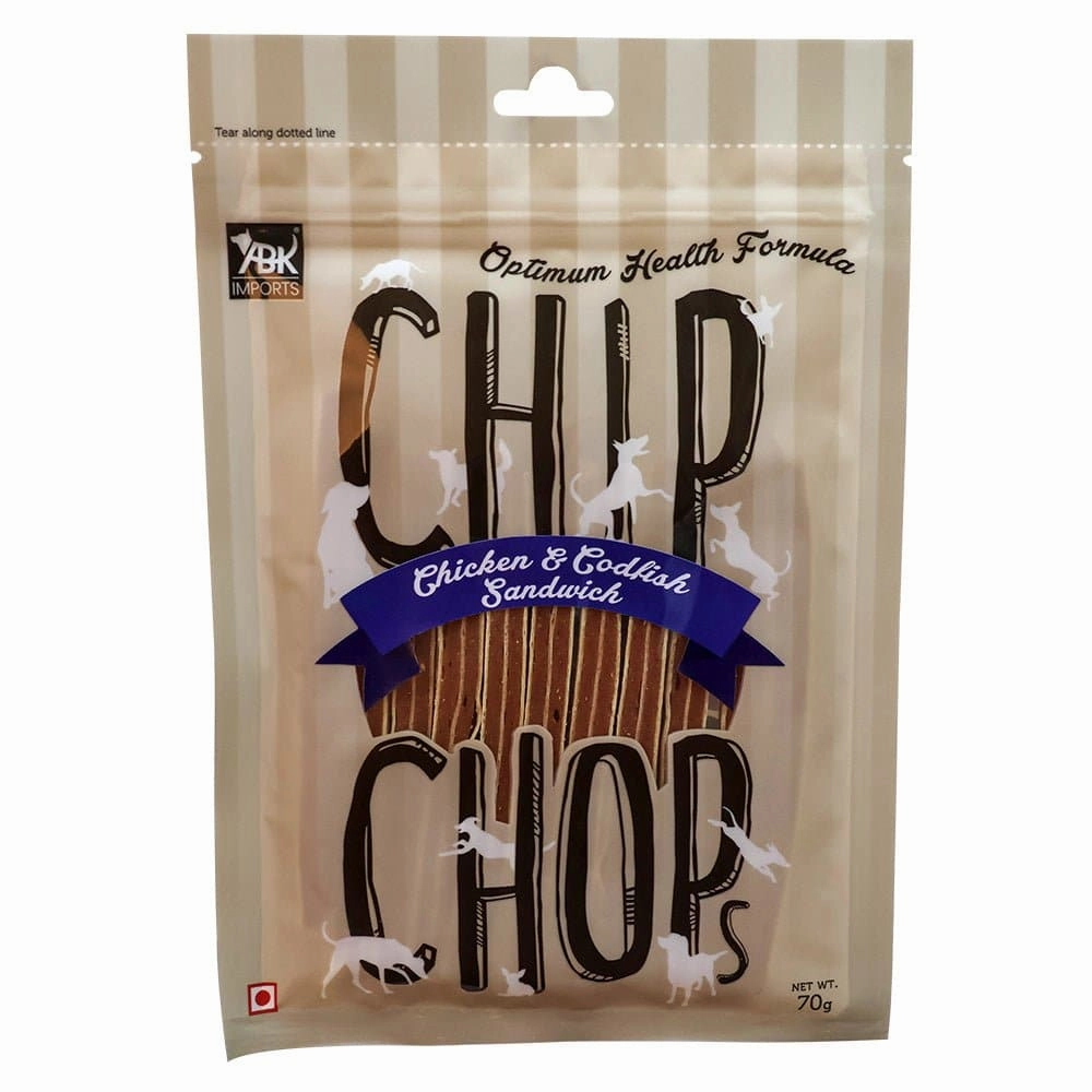 Chip Chops Chicken and Codfish Rolls, Diced Chicken and Chicken and Codfish Sandwich Dog Treats Combo