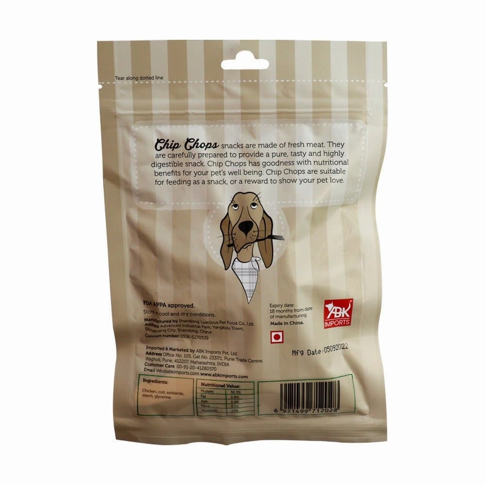 Chip Chops Chicken and Codfish Sandwich,  Sun Dried Chicken Jerky  and Chicken Tenders Dog Treats Combo