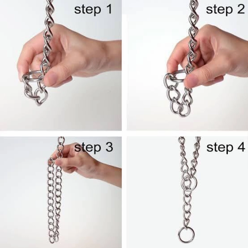 Chullbull Adjustable and Durable Chrome Plated Chain Leash and Choke Collar for Dogs