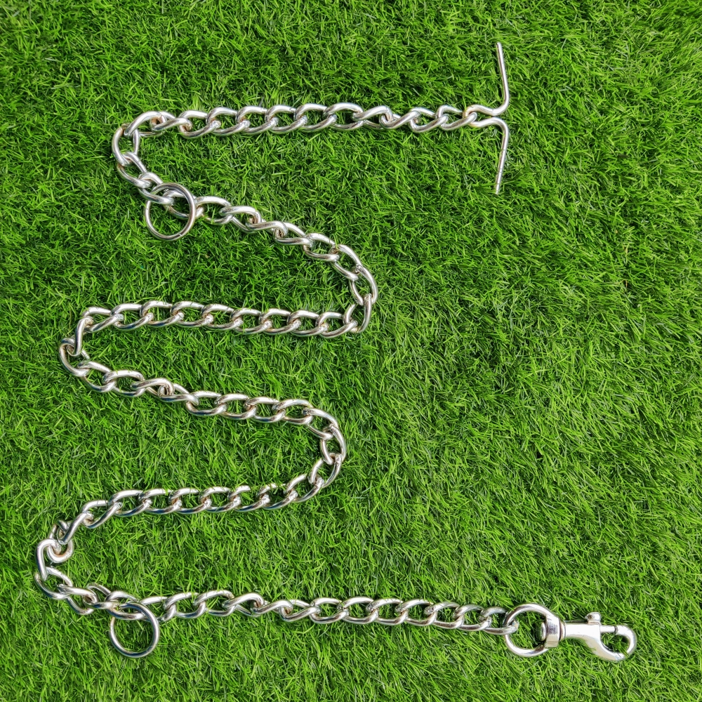 Chullbull Heavy Duty Chain Leash for Dogs (Silver)