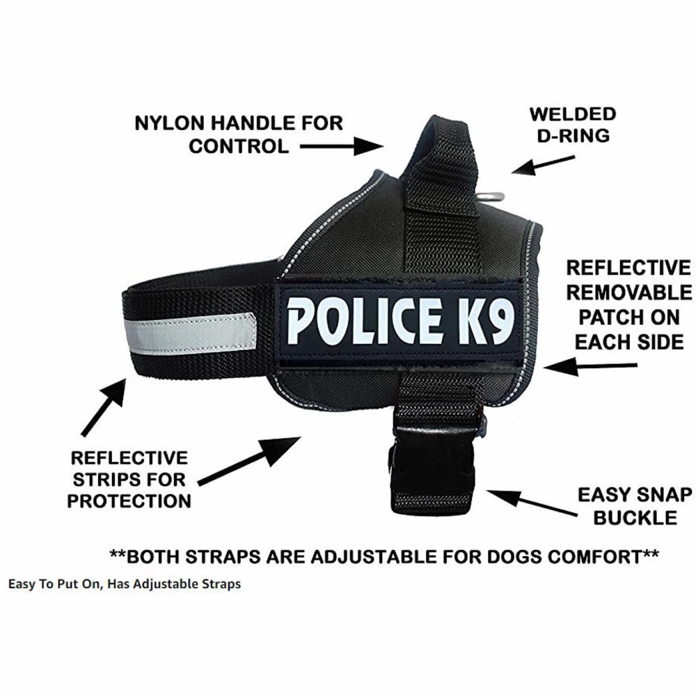 Chullbull K9 Police Buckle Harness for Dogs (Black)