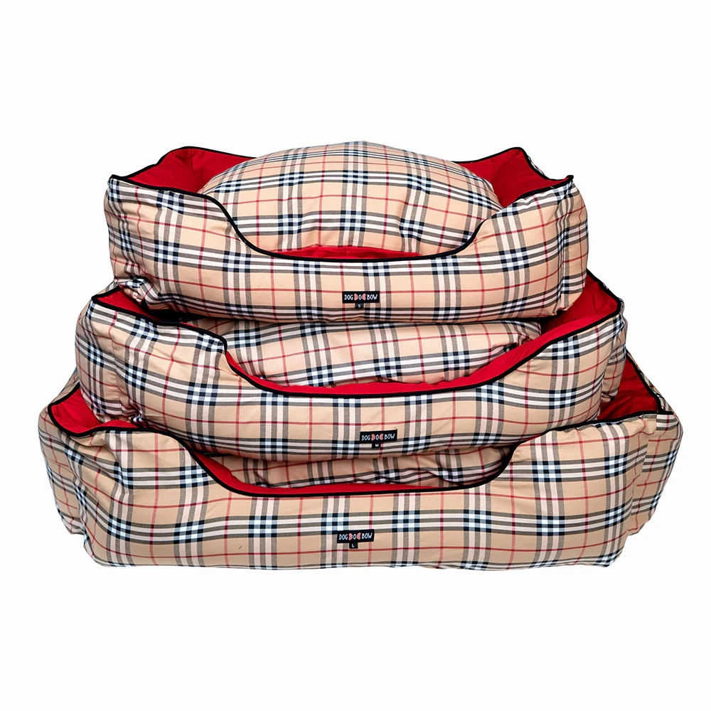 Dogobow Check Rectangle Bed for Dogs and Cats (Burberry)