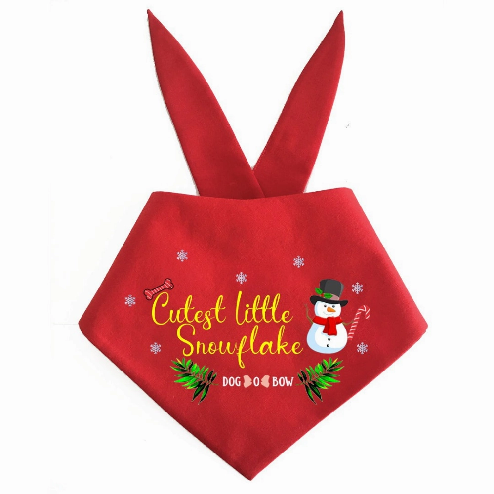 Dogobow Cutest Little snowflake neckerchief for Dogs and Cats (Red & White) (Get a Bow Free)