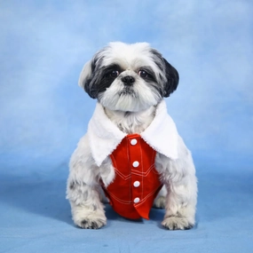 Dogobow Denim Jacket for Dogs and Cats (Red) (Get a Bow Free)