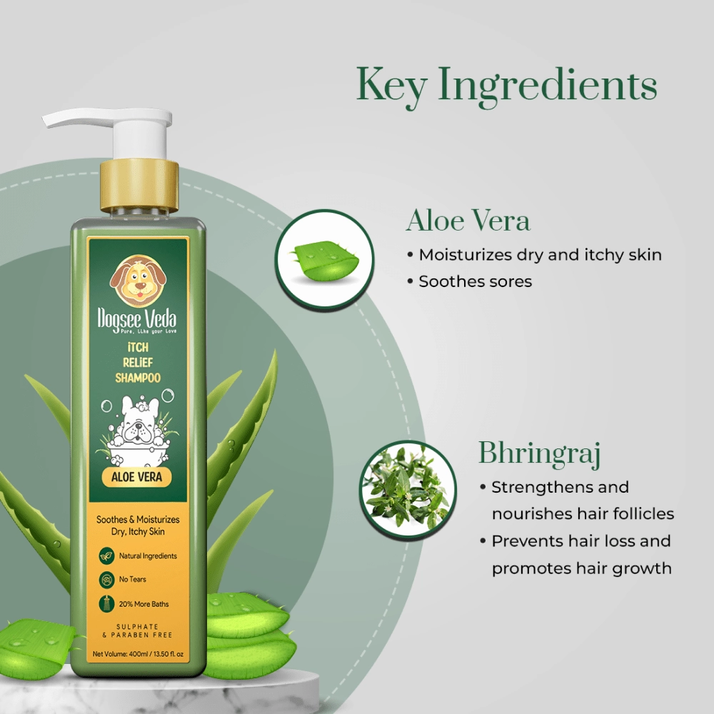 Dogsee Veda ITCH RELIEF Aloe Vera Shampoo for Dogs (400ml)