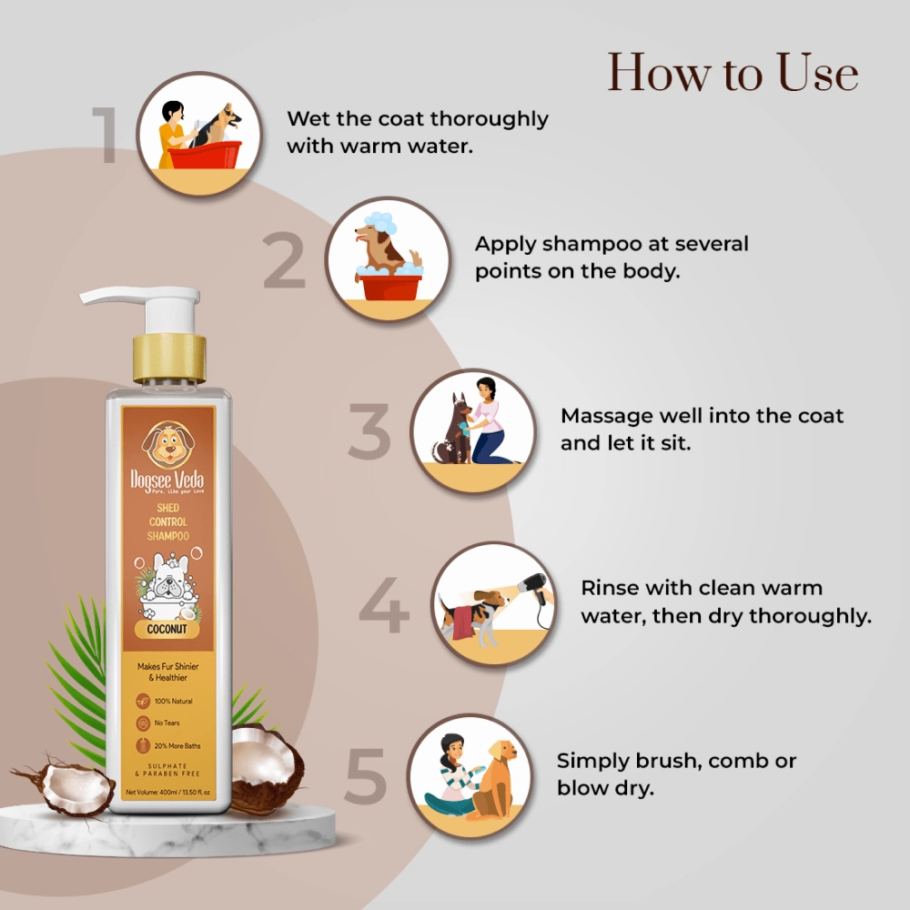 Dogsee Veda Shed Control Coconut Oil Shampoo for Dogs