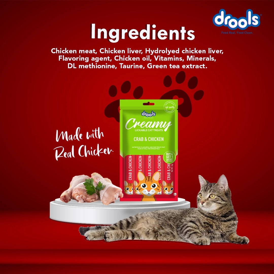 Drools Crab & Chicken and Real Chicken Creamy Cat Treats Combo