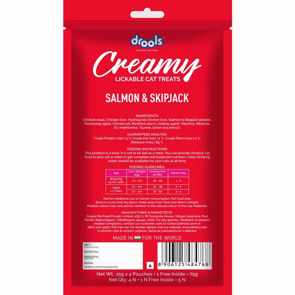 Drools Salmon & Skipjack, Crab & Chicken and Real Chicken Creamy Cat Treats Combo