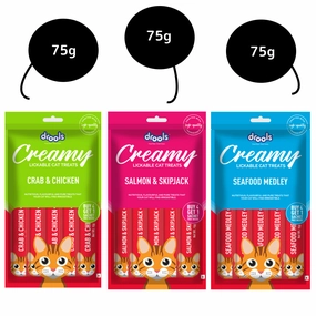 Drools Seafood Medley, Salmon & Skipjack and Crab & Chicken Cat Treats Combo