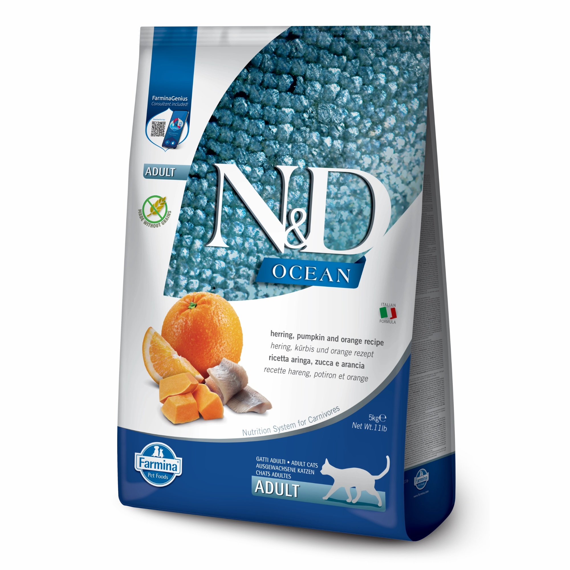 Farmina Cat N&D Ocean Herring & Pumpkin 3.3 Lb.