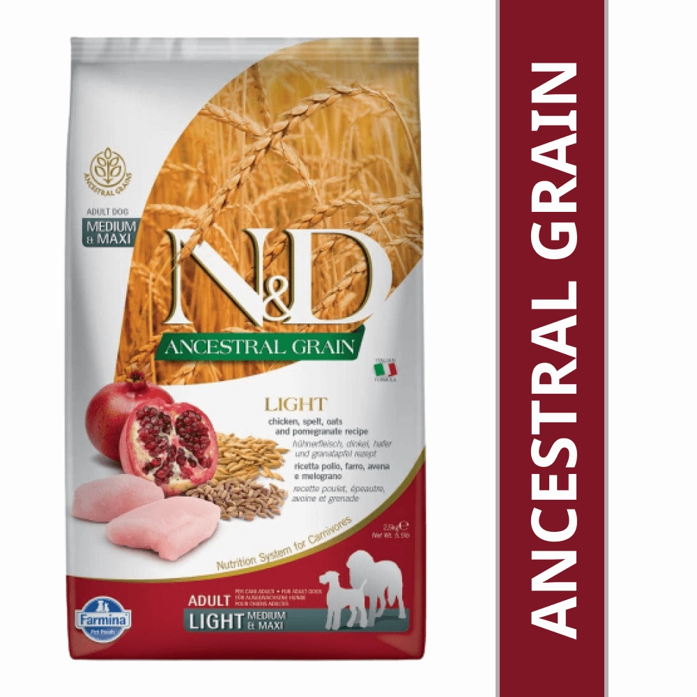 Farmina N&D Chicken & Pomegranate Ancestral Grain Light Adult Medium Maxi Dog Dry Food (Limited Shelf Life)