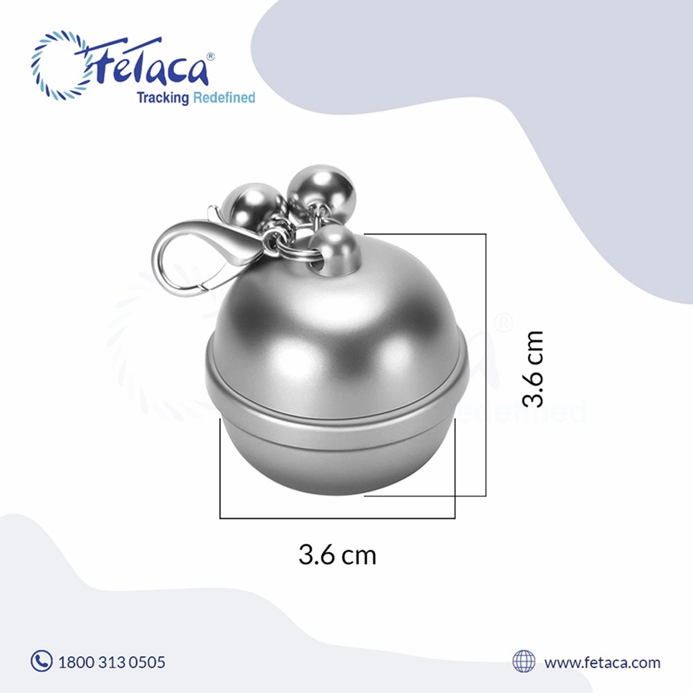 FeTaca Smart Silver Bell Shape Pet GPS Tracker with Live Location, Mobile Alerts and Activity Tracking for Dogs and Cats (Silver)  | Subscription Required
