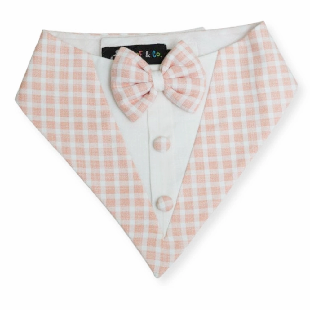 Floof & Co Cotton Tux Bandana for Dogs (Peach)