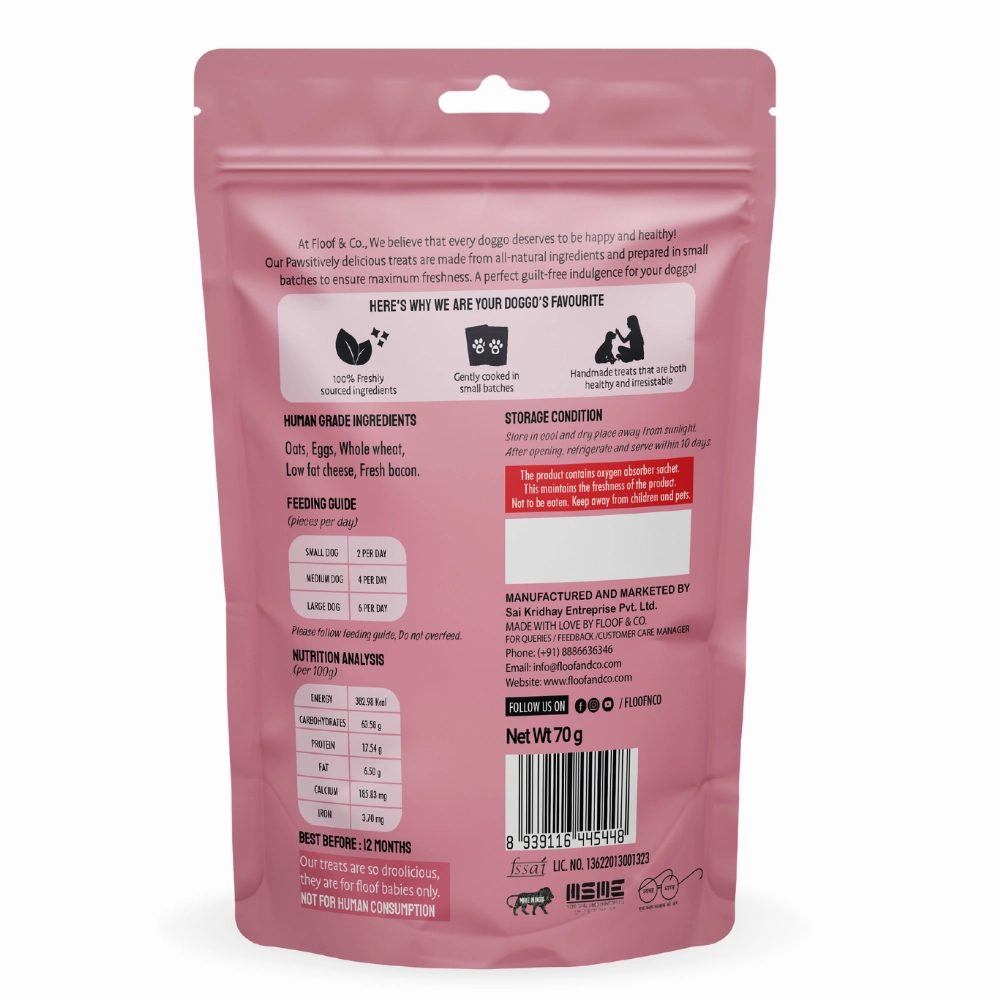Floof & Co Pork Chew, Bacon Cheese and Chicken Cheese Dog Treats Combo