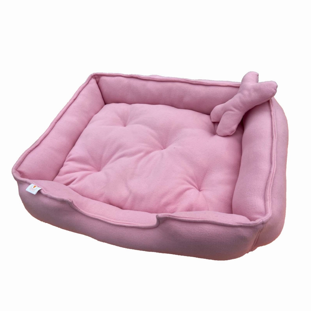 Fluffy's Luxurious Reversible Polyester Filled Bed for Dogs and Cats (Pink)