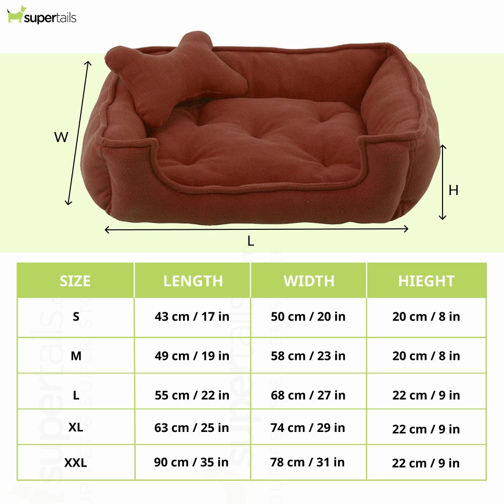 Fluffy's Luxurious Reversible Soft Polyster Filled Bed for Dogs and Cats (Brown)