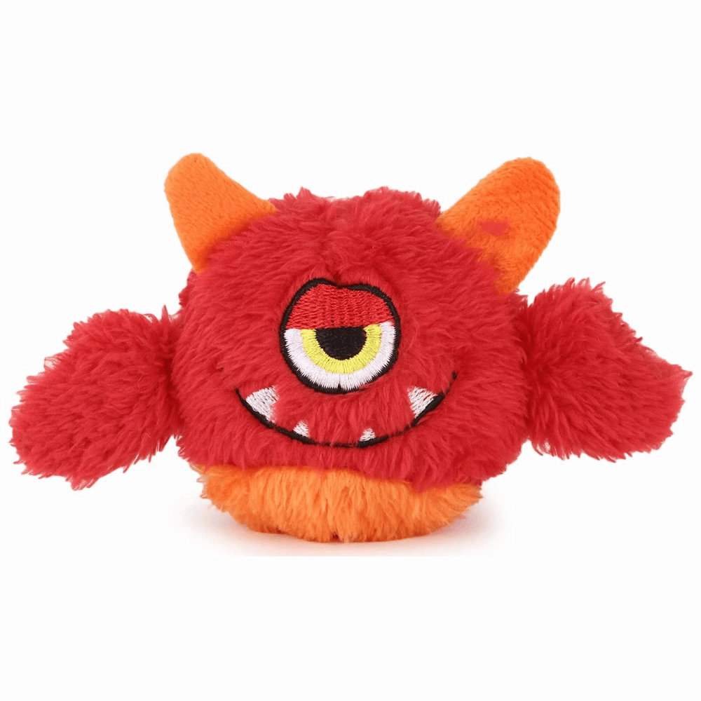 Fluffy's Pawsome Brown & Black Leather Sofa Bed & Basil Red Plush Monster Squeaky Toy Dogs & Cats Combo