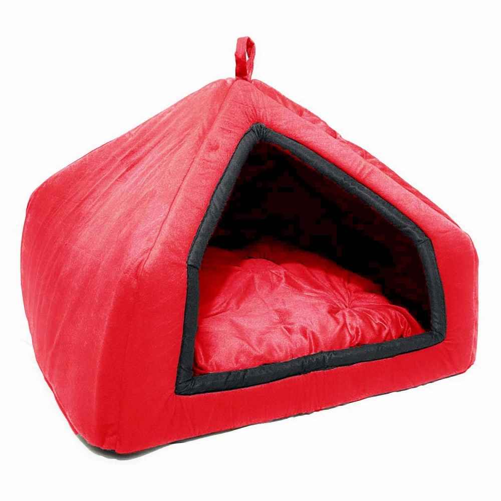 Fluffy's Pawsome Premium Soft Velvet Fabric Bed for Dogs and Cats (Red)