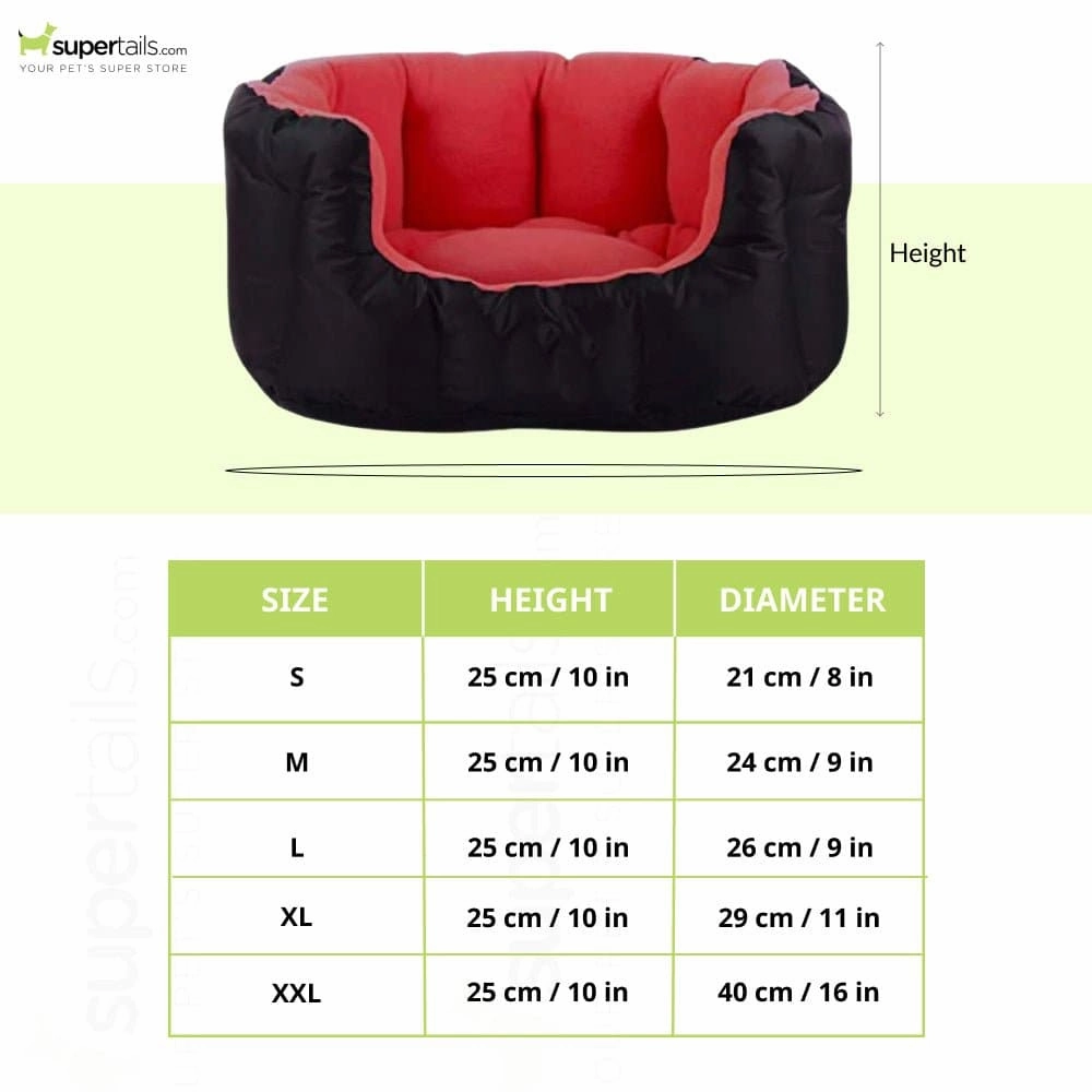 Fluffy's Pawsome Reversable Dual Color Ultra Soft Ethnic designer Bed for Dogs and Cats (Red/Black)