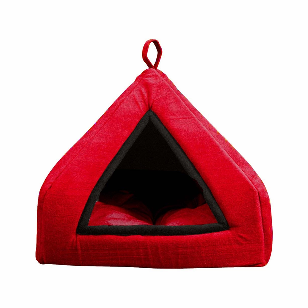 Fluffy's Pawsome Soft Velvet Premium Fabric Bed for Dogs and Cats (Red)