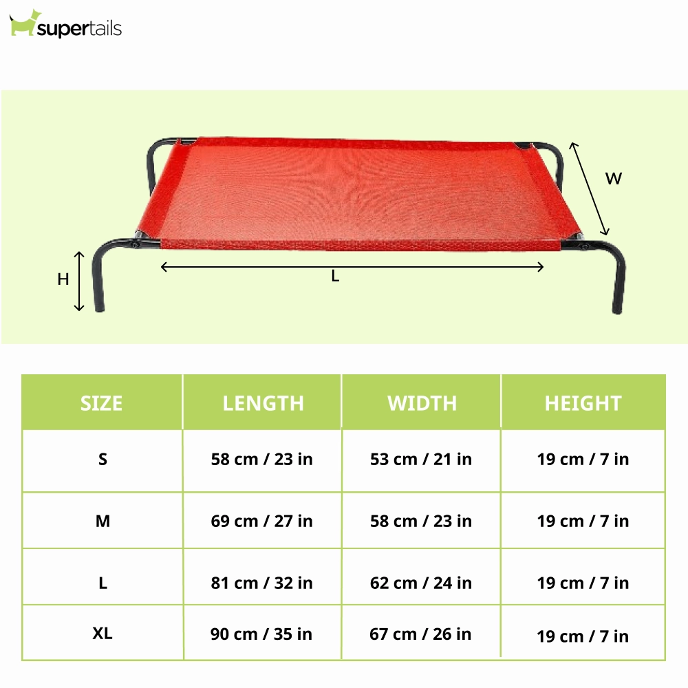 Fluffy's Pawsome Waterproof elevated Sides Camping Bed for Dogs (Red)