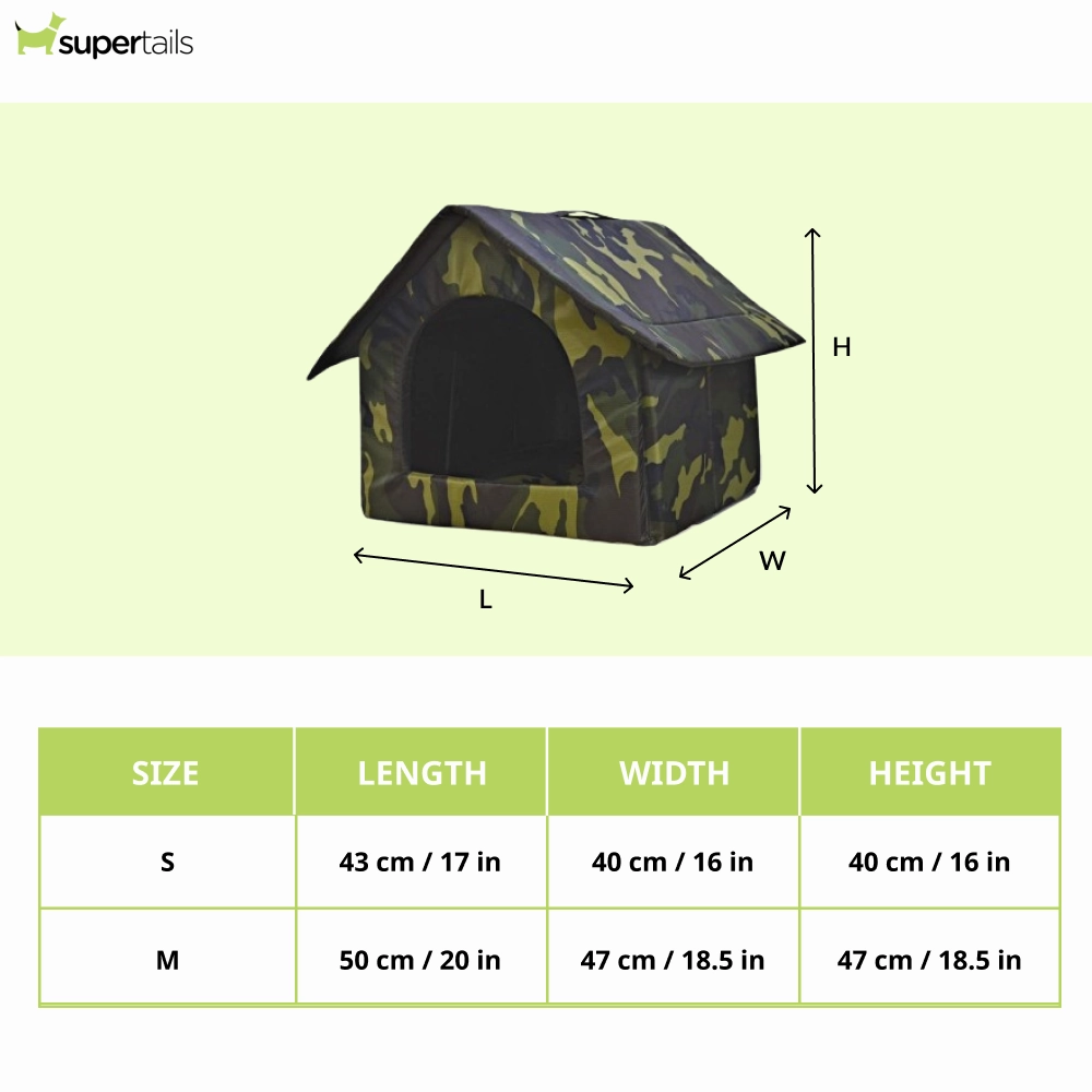 Fluffy's Petslover Luxurious Foldable Tent For Dogs and Cats (Army Print)