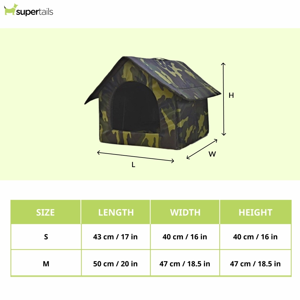 Fluffy's Petslover Luxurious Foldable Tent For Dogs and Cats (Army Print)