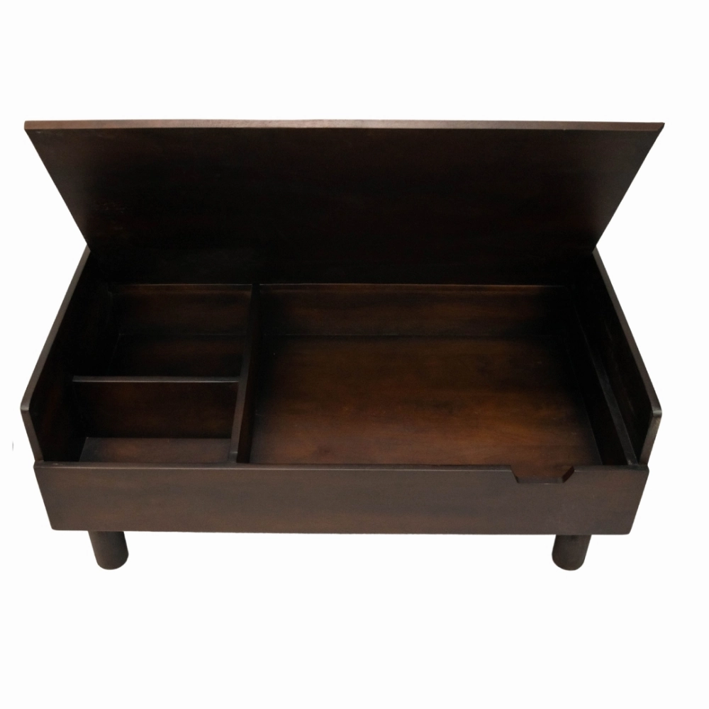 FurryLiving Hibachi Bed with Storage for Dogs (Dark Brown/Brown Cushion)