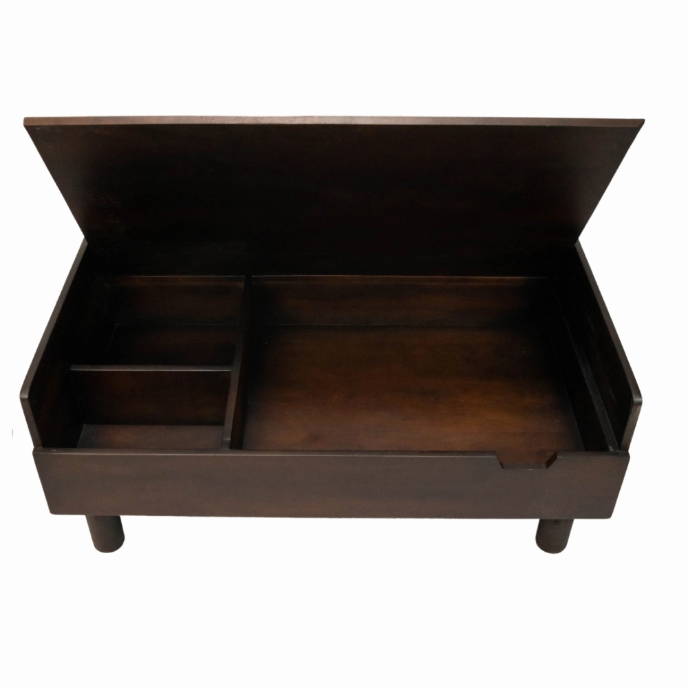FurryLiving Hibachi Bed with Storage for Dogs (Dark Brown/Brown Cushion)