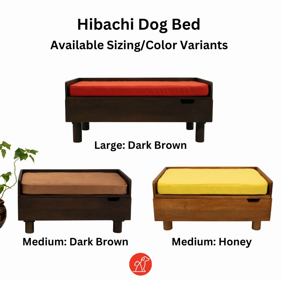 FurryLiving Hibachi Bed with Storage for Dogs (Honey/Yellow Cushion)