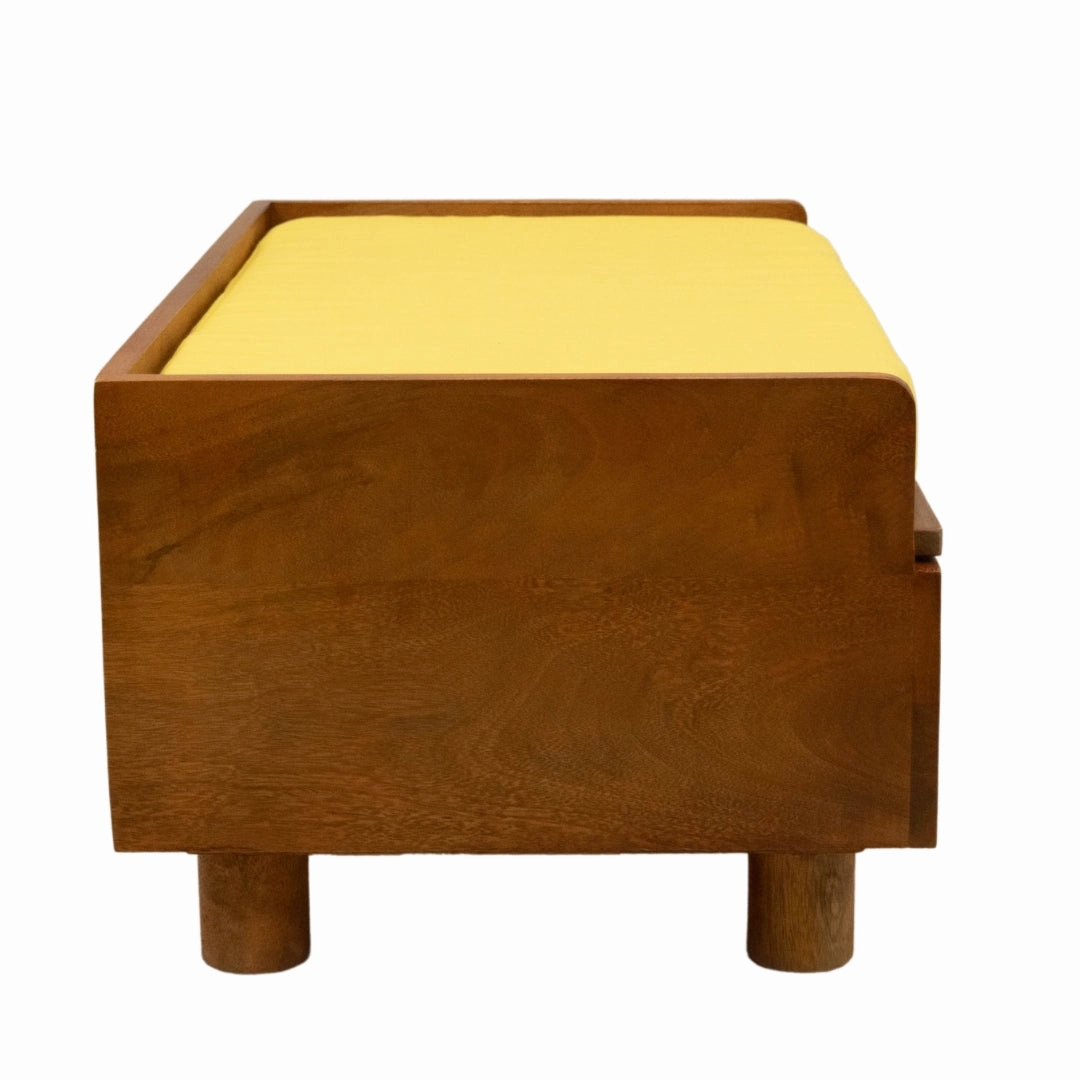 FurryLiving Hibachi Bed with Storage for Dogs (Honey/Yellow Cushion)