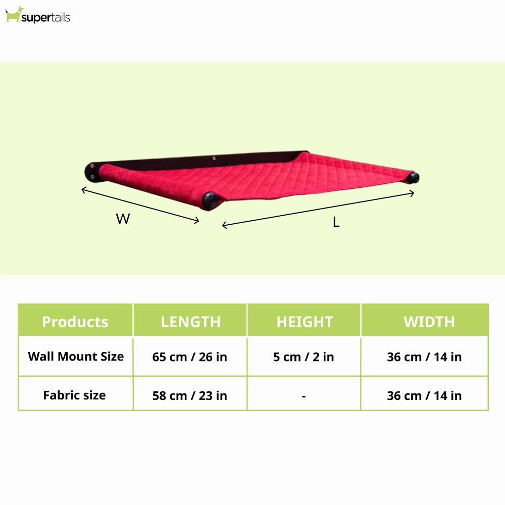 FurryLiving Kiki Wall Mounted Perch for Cats (Black/Red)