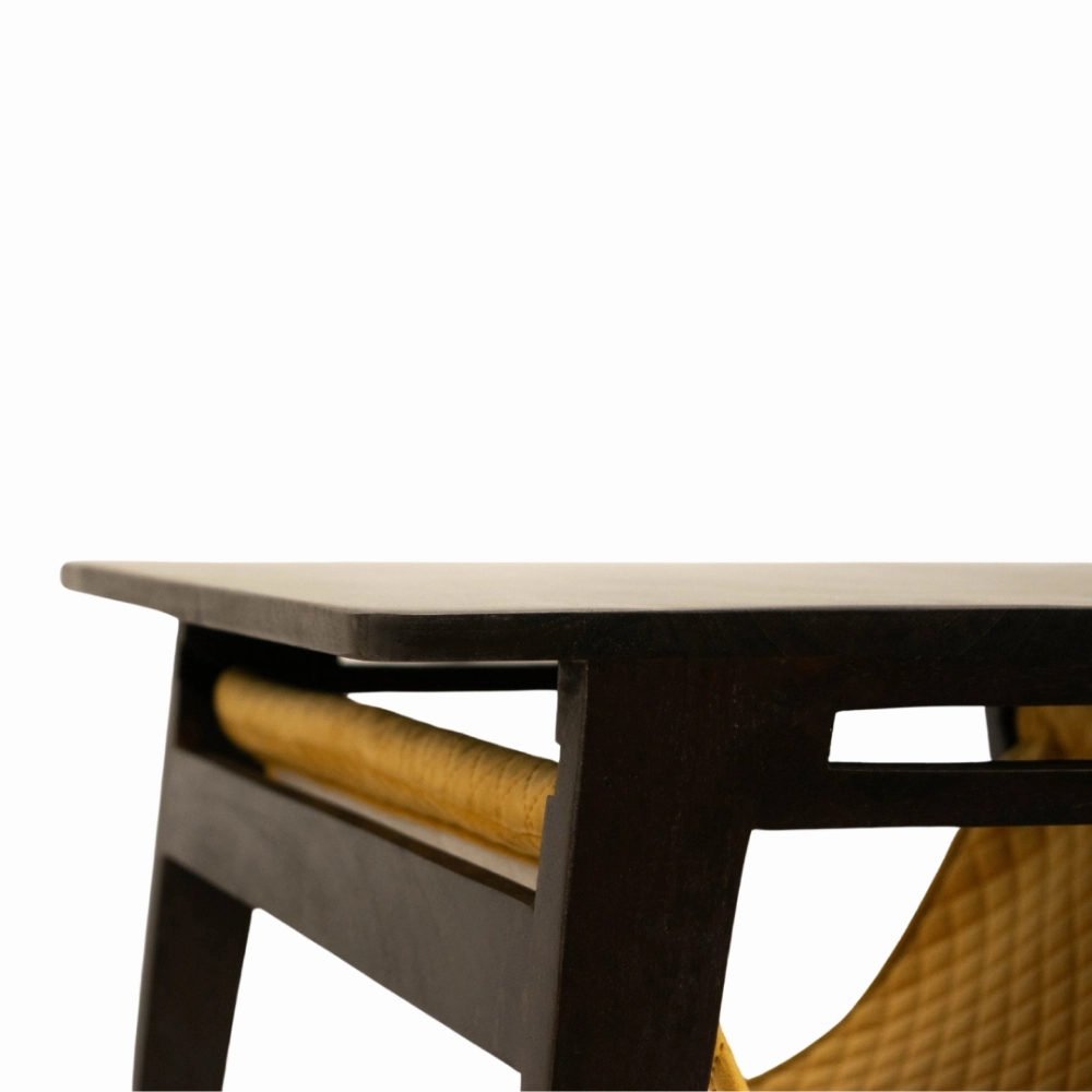 FurryLiving Lola Side Table with Perch Fabric for Cats (Dark Brown/Yellow)