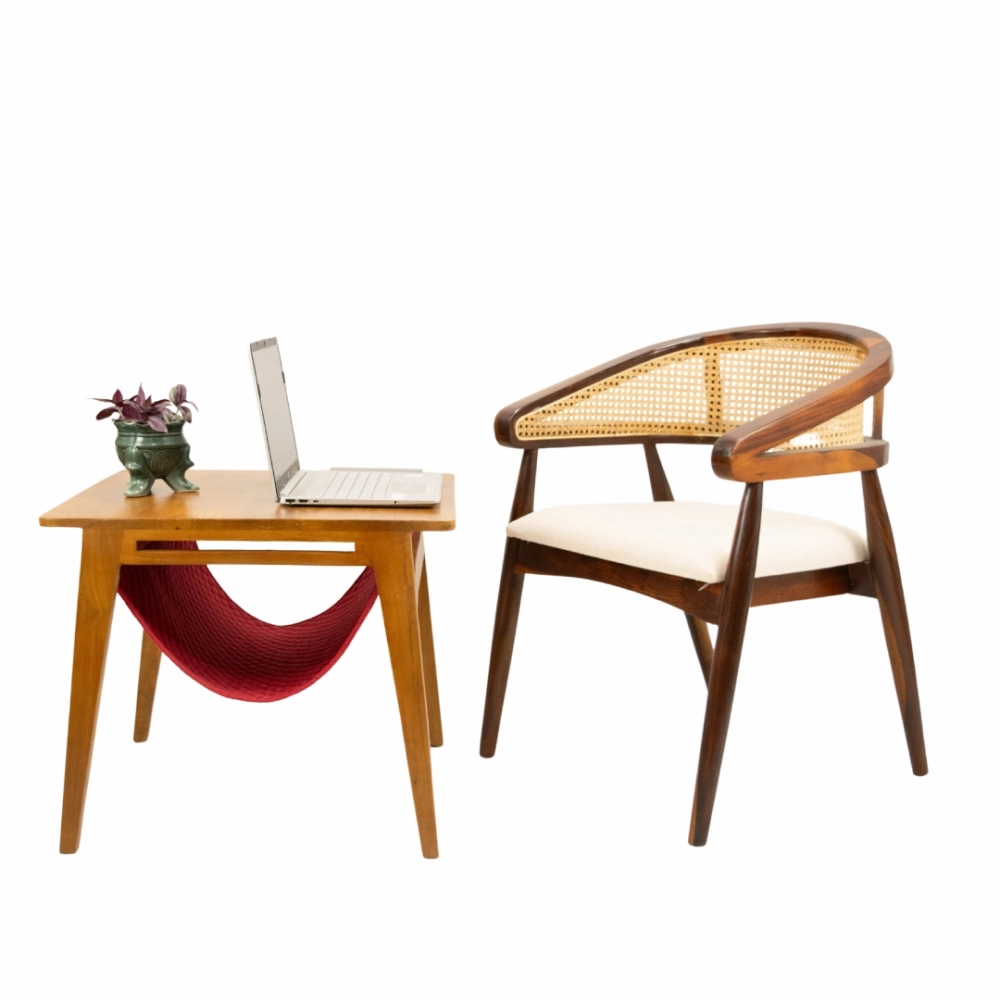 FurryLiving Lola Side Table with Perch Fabric for Cats (Honey/Red)