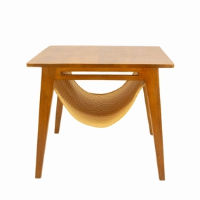 FurryLiving Lola Side Table with Perch Fabric for Cats (Honey/Yellow)