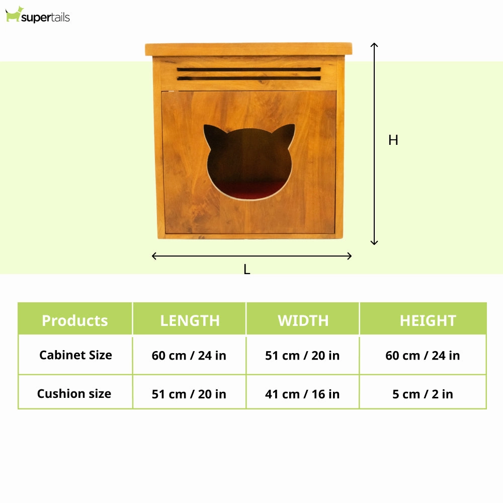 FurryLiving Meraki Cabinet with Cushion for Small Dogs and Cats (Honey/ Brown Cushion)