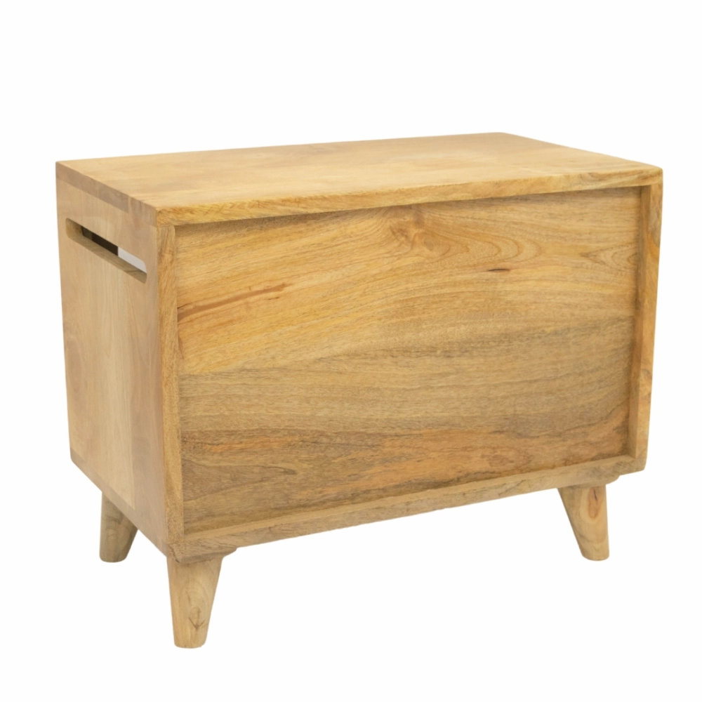 FurryLiving Telly Side Table with Cushion for Small Dogs and Cats (Oak/Cream Cushion)