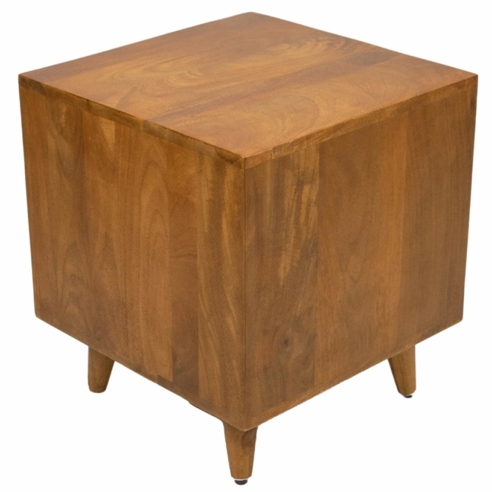FurryLiving Wally Side Table with Cushion for Small Dogs and Cats (Honey/Red Cushion)