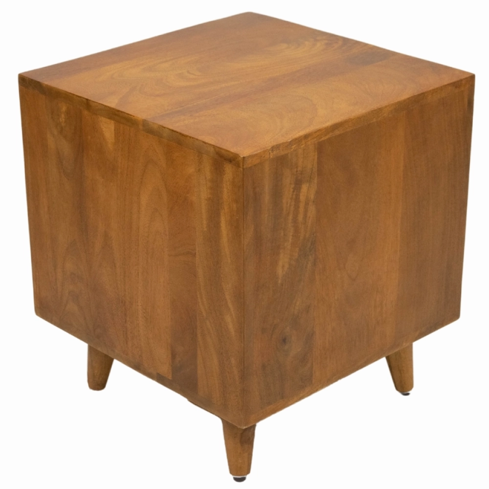 FurryLiving Wally Side Table with Cushion for Small Dogs and Cats (Honey/Yellow Cushion)