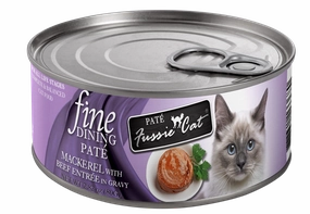 Fussie Cat Fine Dining Pate Mackerel with Beef Entree Wet Cat Food, 2.82oz